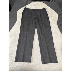 J Hilburn Gray Checkered Dress Straight Pants Men's‎ 36x32 100% Wool